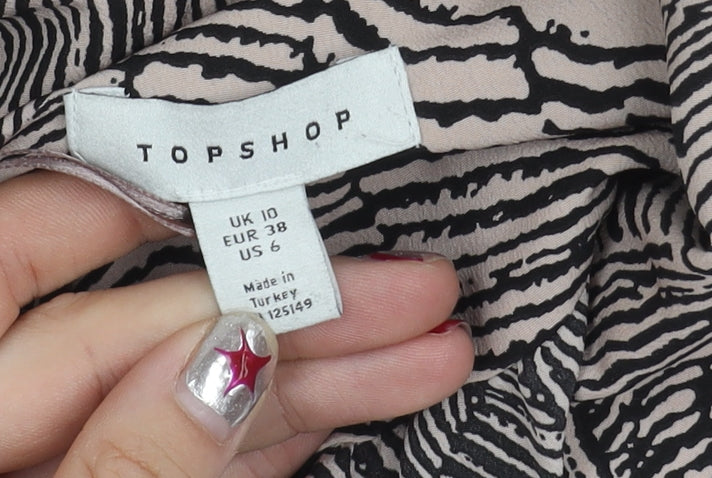 Topshop Womens Multicoloured Animal Print Wrap Blouse UK 10