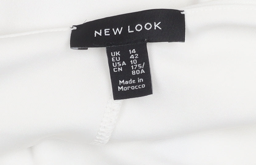 New Look Women White Ruffle One Shoulder Cropped Blouse Size 14