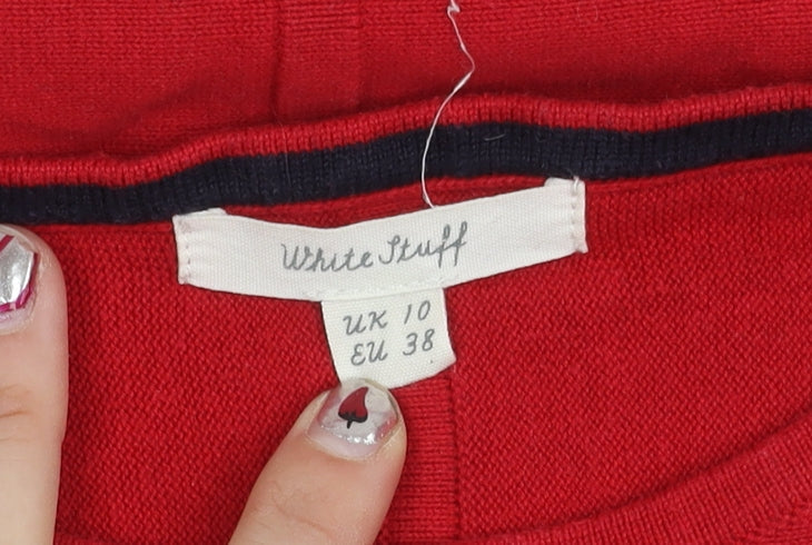 White Stuff Womens Red Size 10 Cotton Crew Neck Jumper