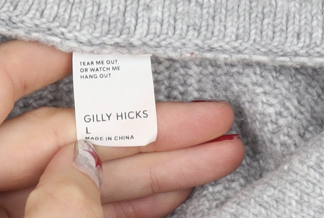 Gilly Hicks Women’s Grey Collared Knit Pullover Jumper Size L