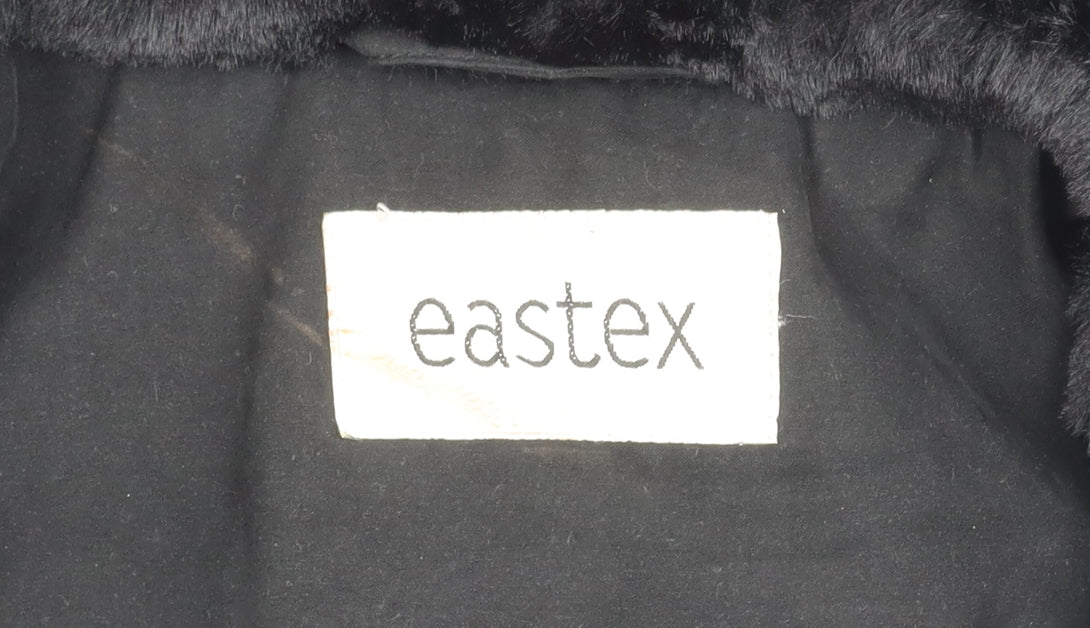 Eastex Women’s Black Fur Trim Coat Size 12 Mid-Length Overcoat