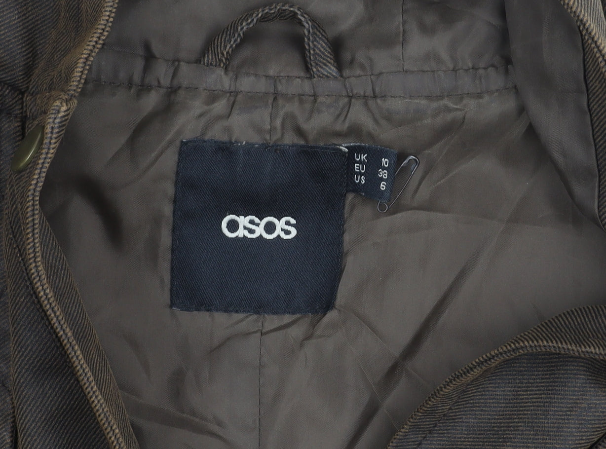 ASOS Women’s Brown Hooded Parka Coat UK 10 Mid-Length Cotton Blend