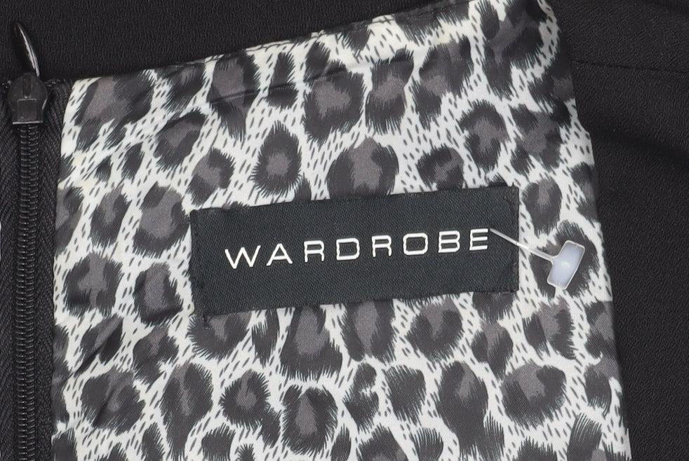 Wardrobe Women Black Animal Print Sheath Dress Size 20 Workwear