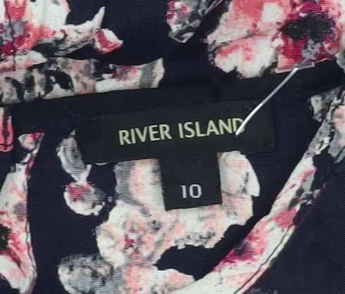 River Island Womens Floral Blouse Size 10 Multicoloured Long Sleeve Tunic