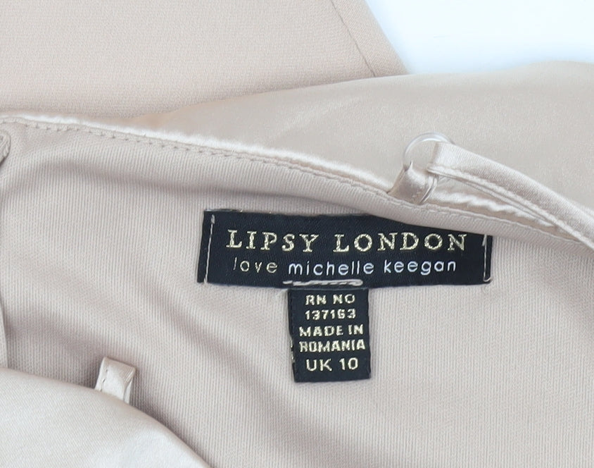 Lipsy London Women’s Beige Size 10 Bodycon Knee Length Dress