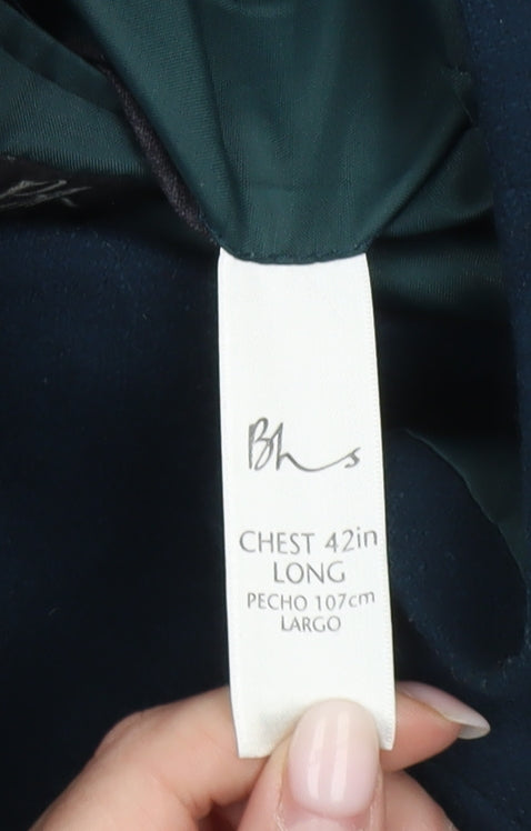 BHS Men’s Blue Wool Cashmere Blazer Jacket 42in Chest Long