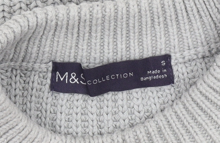 Marks & Spencer Womens Grey Striped Chunky Knit Jumper S