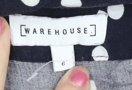 Warehouse Women Black Polka Dot A-Line Midi Skirt Size 6