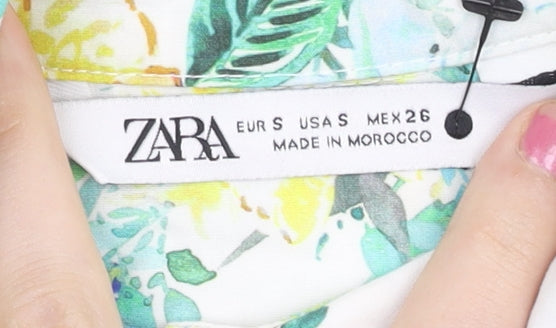 Zara Women’s Multicoloured Floral Shirt Dress Size 8 Short Sleeve Spring Summer