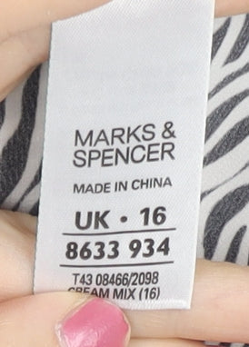 Marks & Spencer Womens Black Zebra Print Sleeveless Tunic Blouse UK 16