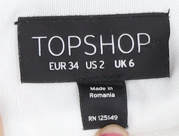 Topshop Women’s White Bodycon Party Dress UK 6 V-Neck Sleeveless