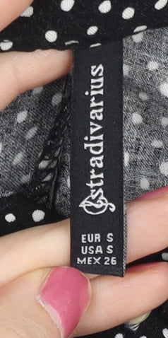Stradivarius Women’s Black Polka Dot Button-Up Tunic Top Size 8