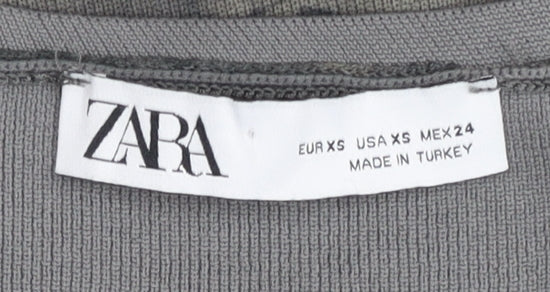 Zara Women Grey XS Bodycon Sleeveless Tie Dye Mini Dress