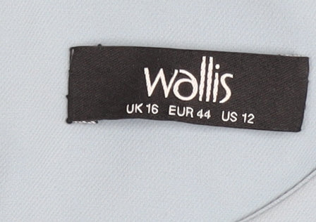 Wallis Women Blue Size 16 Sheath Knee Length Ruffle Dress