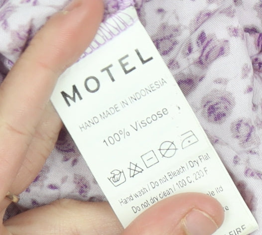 Motel Rocks Women’s Purple Floral Mini Dress Size M Short Sleeve Scoop Neck