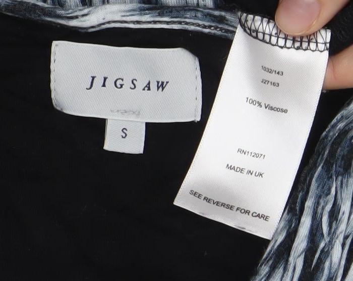 Jigsaw Women’s Black White Viscose Shift Dress S Knee Length
