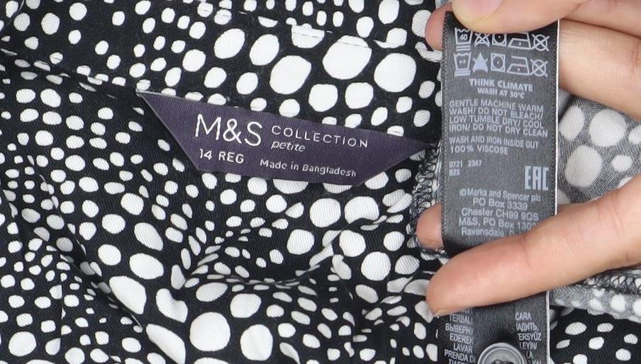 Marks & Spencer Women’s Black Polka Dot Midi Wrap Dress Size 14