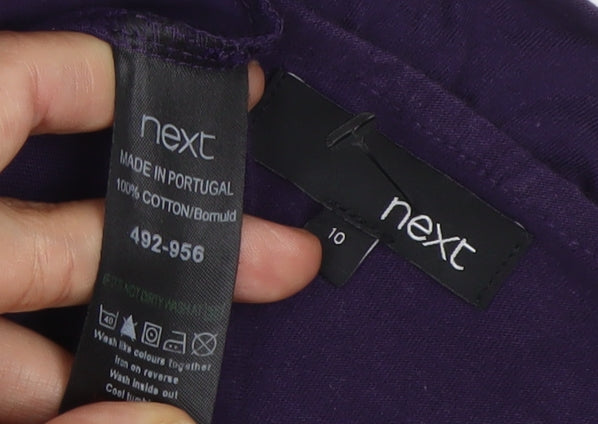 Next Women’s Purple Cotton Shift Dress Size 10 Scoop Neck Workwear