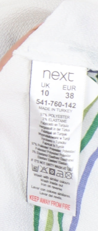 Next Women’s White Floral Button-Up Shirt Size 10 Long Sleeve