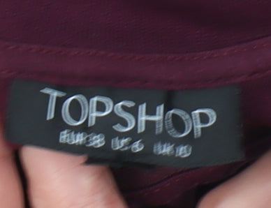 Topshop Women’s Purple Bodycon Dress UK 10 Knee Length 3/4 Sleeve