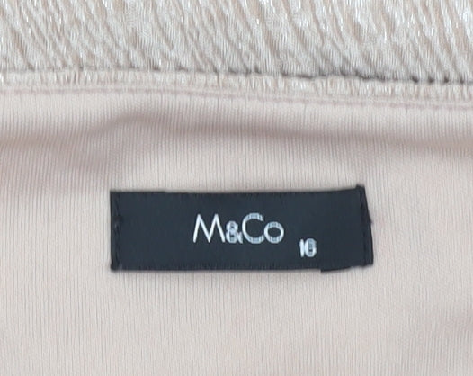 M&Co Women’s Beige Blouse Size 16 Flutter Sleeve Scoop Neck