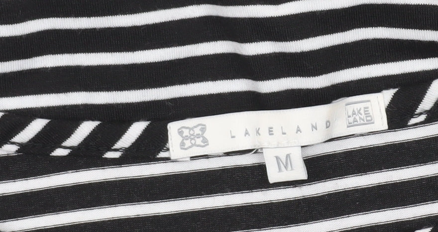 Lakeland Women’s Black Striped Boat Neck 3/4 Sleeve Blouse M