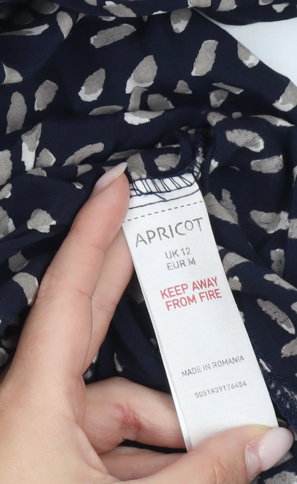 Apricot Women’s Blue Geometric Shift Dress UK 12 Long Sleeve