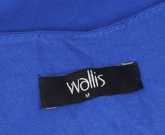 Wallis Women’s Blue Tunic Blouse M Studded 3/4 Sleeve Boat Neck