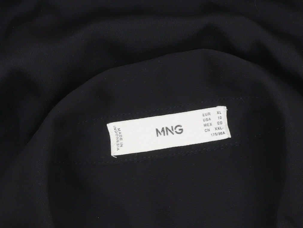 Mango Women’s Black Blouse Size 14 Long Sleeve Collared Workwear