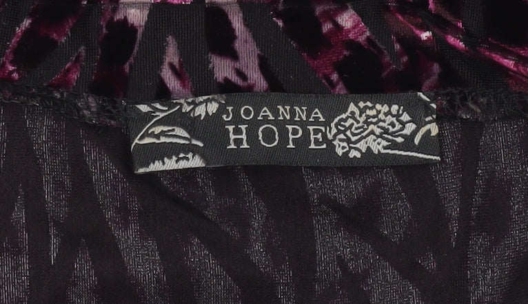 Joanna Hope Womens Purple Velvet Animal Print Tunic Blouse Size 16