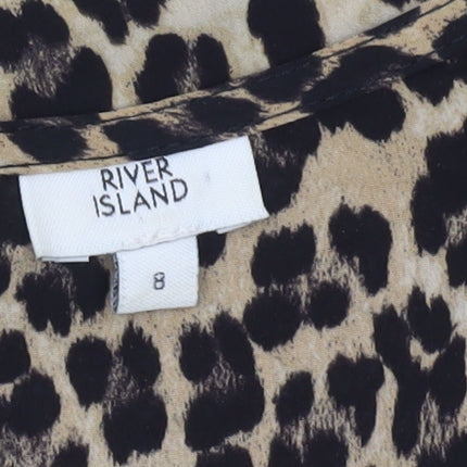 River Island Womens Brown Leopard Wrap Blouse Size 8