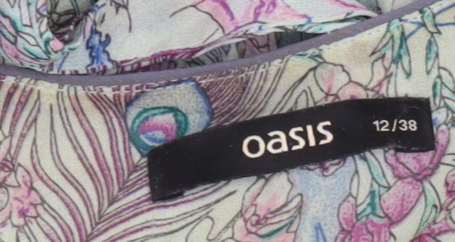 Oasis Women’s Multicoloured Floral Wrap Dress Size 12 Short Sleeve
