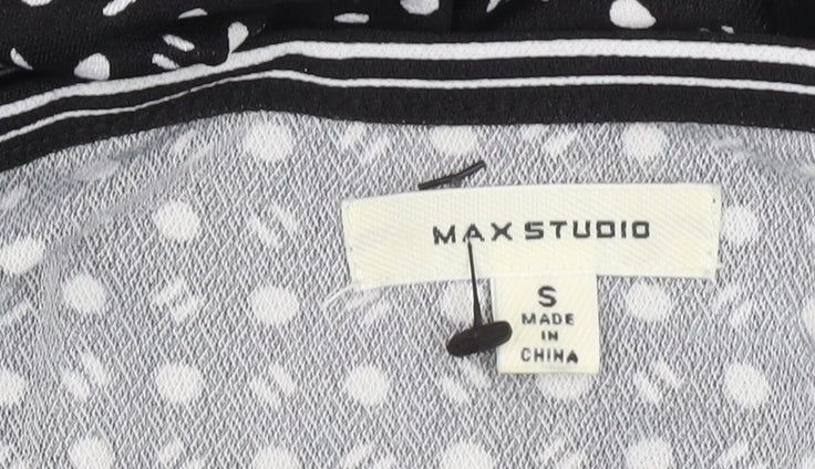 Max Studio Women Black Polka Dot Knee Length A-Line Dress S