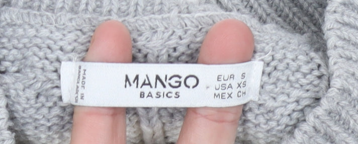 Mango Womens Grey Ivory Striped Cable Knit Jumper Size 8