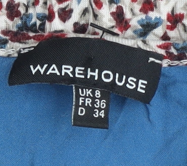 Warehouse Womens Multicoloured Floral Tank Top UK 8 Viscose Scoop Neck