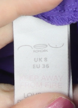 New Look Womens Purple Size 8 Fit & Flare Sleeveless Hi-Low Dress