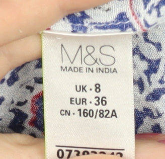 Marks & Spencer Women’s Blue Geometric Viscose Camisole Top UK 8