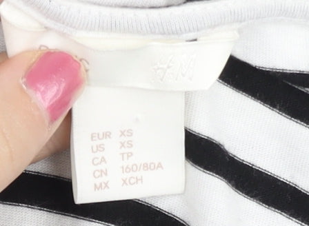H&M Women’s Black White Striped T-Shirt Dress XS Sleeveless V-Neck