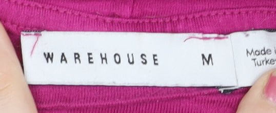 Warehouse Women’s Pink Mock Neck Long Sleeve Jersey Top Size M