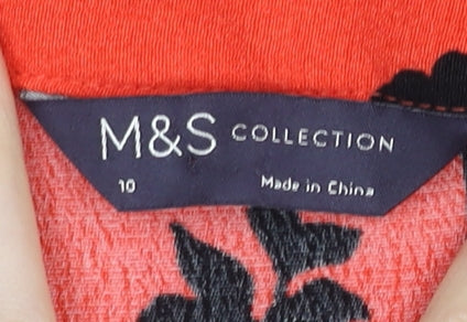 Marks & Spencer Womens Red Floral Midi A-Line Skirt Size 10