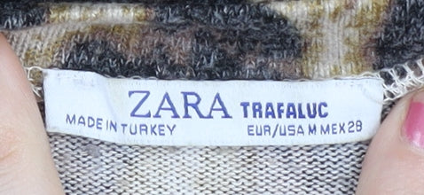 ZARA Women’s Brown Leopard Print Pullover Jumper Size 12