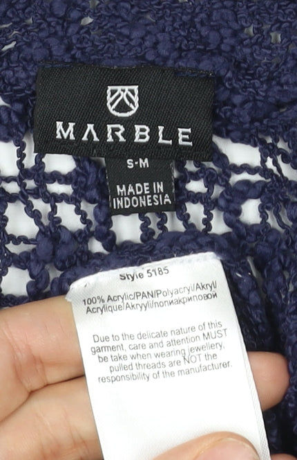 Marble Women’s Blue Open-Knit Crochet Cardigan S Short Sleeve