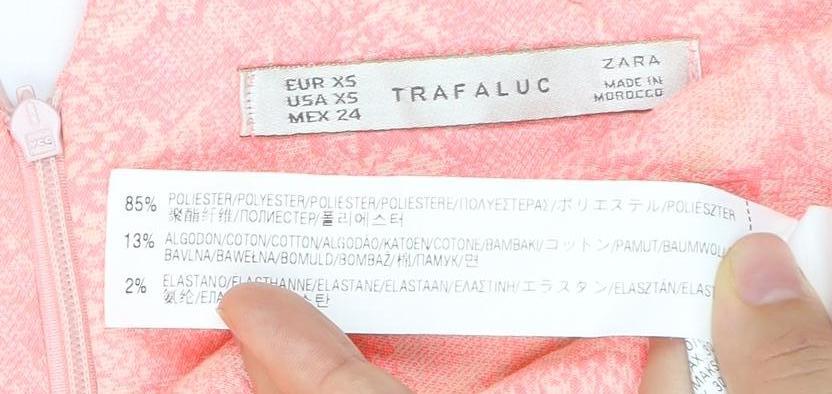 Zara Women Pink XS A-Line Sleeveless V-Neck Short Dress