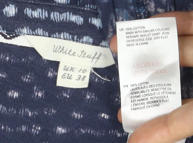 White Stuff Women’s Blue Cotton Shift Dress Size 10 Geometric Print