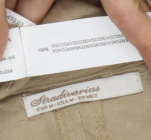 Stradivarius Women’s Beige Biker Style Jacket Size 10 Viscose