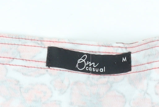 Bonmarché Women’s Red Floral T-Shirt Size M Scoop Neck
