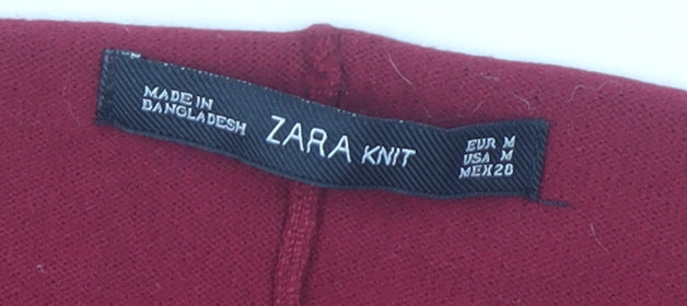 Zara Women Red Knit Dolman Sleeve Open Front Cardigan Size 12