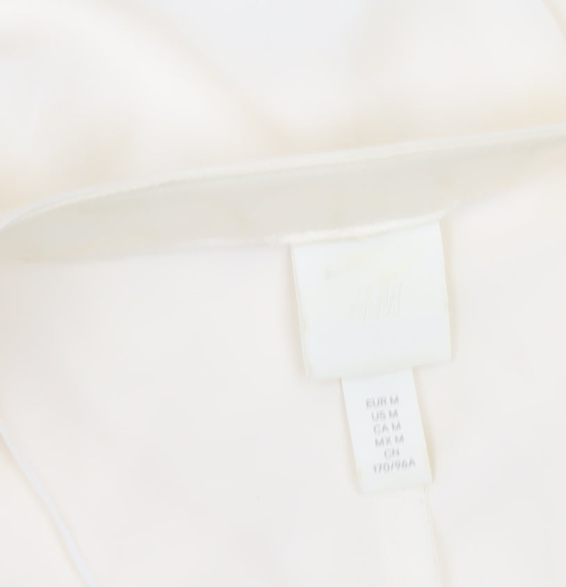 H&M Women Ivory Blouse Size 12 Tunic Long Sleeve V-Neck Top
