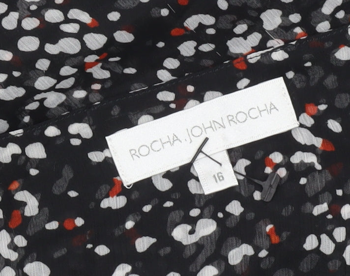 John Rocha Women’s Black Floral Sleeveless Tunic Blouse Size 16