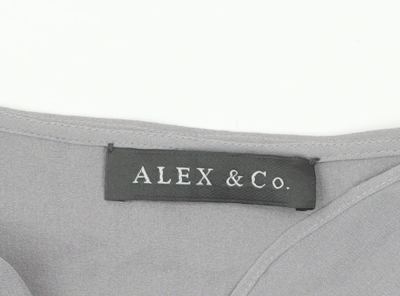 Alex & Co Womens Grey Long Sleeve Ruffle Blouse UK 14